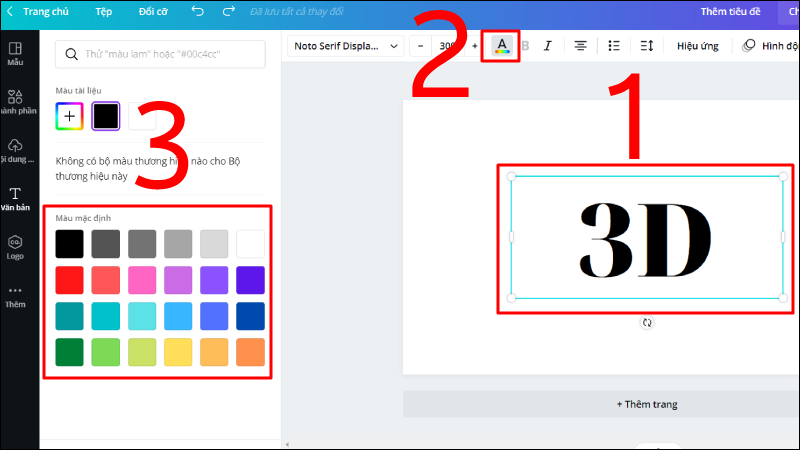 Tiến h&agrave;nh chọn m&agrave;u chữ th&iacute;ch hợp